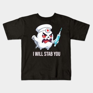 Scary Nurse Ghost - I Will Stab You Kids T-Shirt